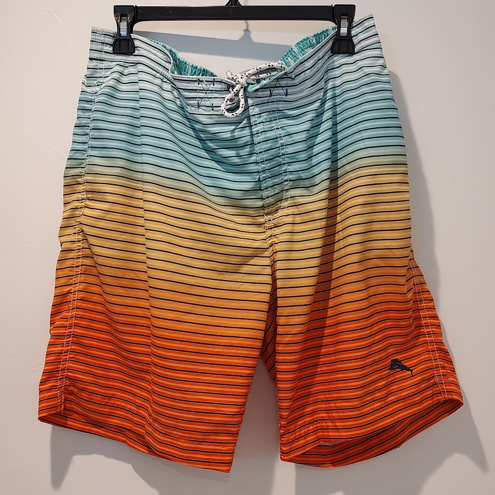 Tommy Bahama Ombre Stripe Swim Trunks L